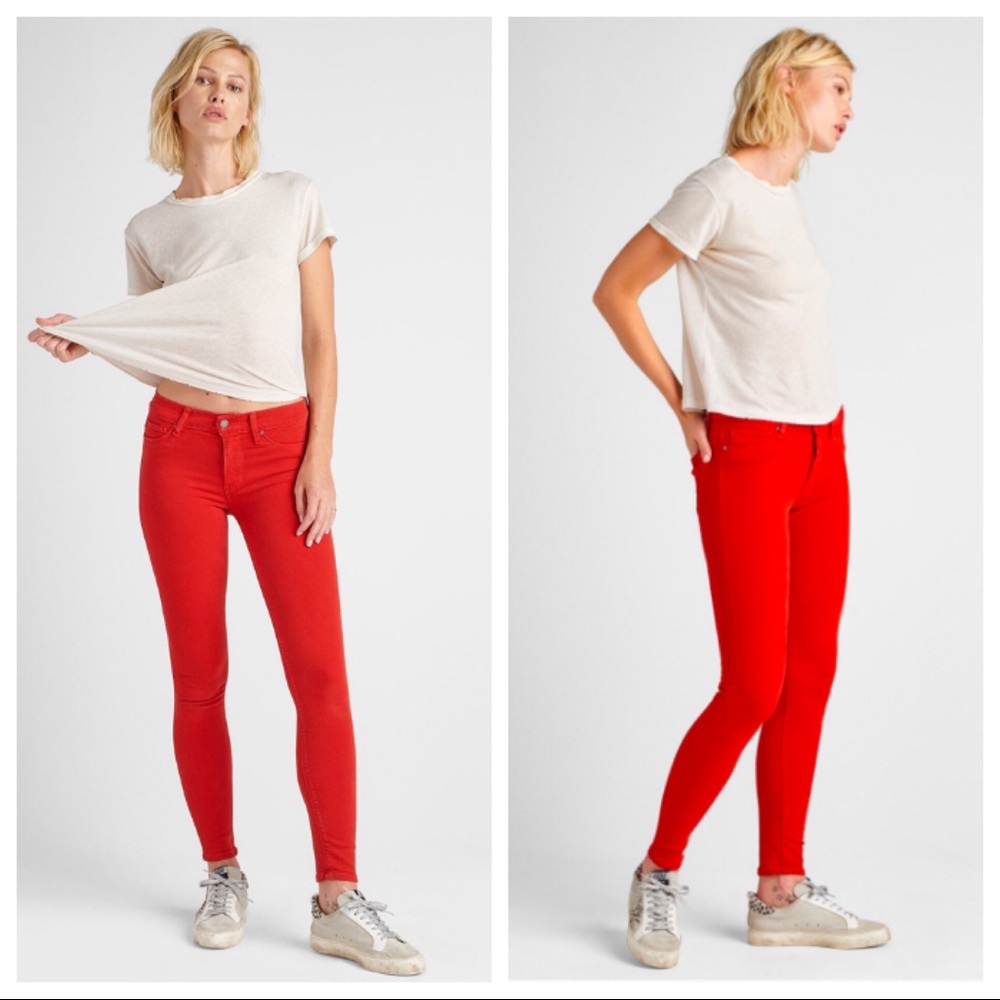 Hudson Nico Midrise Super Skinny Jean in Red